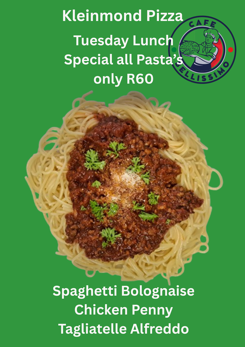 Tuesday Lunch Special - Kleinmond pizza and pasta